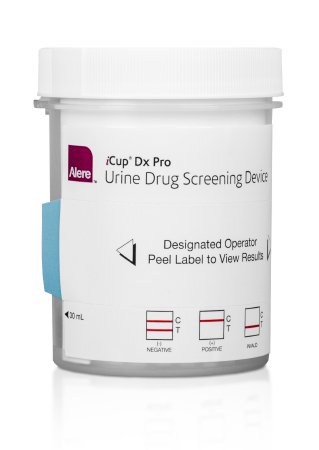 Picture of Drugs of Abuse Test iCup® Dx Pro 7-Drug Panel with Adulterants AMP, BUP, BZO, COC, OPI300, OXY, THC (CR, OX, SG) Urine Sample 25 TestsI-DXP-177-01