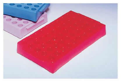 Picture of Cryogenic Vial Cryogenic Rack Fisherbrand™ Cryovial™ 50 Place 0.5 to 2 mL Tube Size Red 1 X 4 X 8 Inch0566945