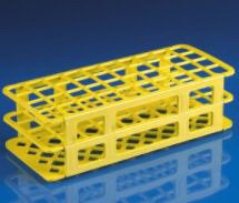 Picture of Stacking Test Tube Rack Globe® Scientific 456500 Series 40 Place 20 to 21 mm Tube Size Yellow 2-4/5 X 4-1/8 X 9-3/5 Inch456606