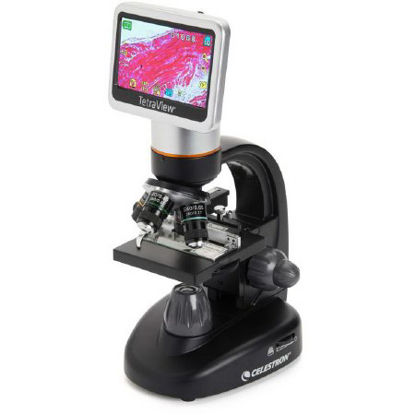 Picture of Celestron™ TetraView Microscope Rotating LCD Head Achromatic 4X, 10X, 20X, 40X 100 to 240V, 50/60Hz Mechanical StageS05039