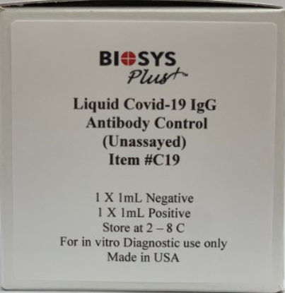 Picture of Unassayed Control BioSys Plus™ COVID-19 IgG Antibody Bi-Level 2 X 1 mLC19