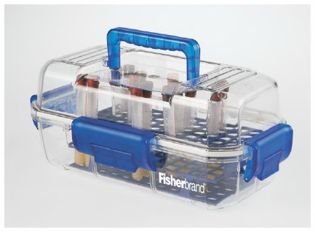 Picture of Specimen Storage / Transport Box Fisherbrand™ 6-3/4 X 8-1/5 X 15-1/5 Inch Clear / Blue ABS 72 Place Capacity12006916