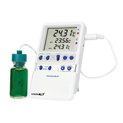 Picture of Digital Refrigerator / Freezer Thermometer VWR® Traceable® Fahrenheit / Celsius -58° to +158°F (-50° to +70°C) Bottle Probe Multiple Mounting Options Battery Operated89094-746