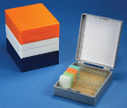 Picture of Slide Storage Box Globe® Scientific White ABS Plastic / Cork 25 Slide Capacity513075W