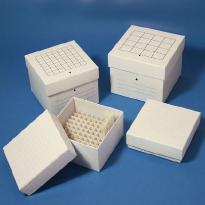 Picture of Cardboard Storage Box 47 X 134 X 134 mm, 64-Place (8 X 8), White For 2 Inch Tall X 15 mm Wide Tubes3090