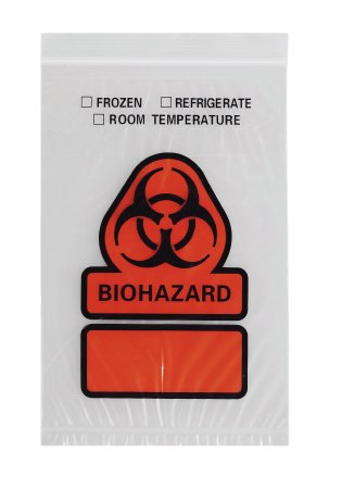 Picture of Specimen Transport Bag with Document Pouch 4 X 6 Inch Plastic Zip Closure Biohazard Symbol / Storage Instructions NonSterileB34