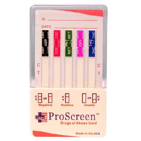 Picture of Drugs of Abuse Test ProScreen® Dip 5-Drug Panel AMP, COC, mAMP/MET, OPI, THC Urine Sample 25 Tests19048