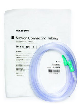 Picture of Suction Connector Tubing McKesson 10 Foot Length 0.25 Inch ID Sterile Female / Male Connector Clear Ribbed OT Surface PVC16-66306