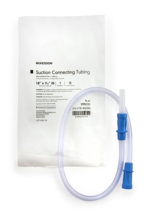 Picture of Suction Connector Tubing McKesson 1-1/2 Foot Length 0.188 Inch ID Sterile Female / Male Connector Clear Ribbed OT Surface PVC16-66304