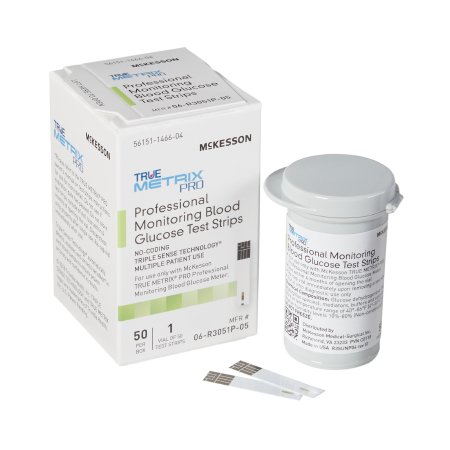 Picture of Blood Glucose Test Strips McKesson TRUE METRIX® PRO 50 Strips per Box For McKesson TRUE METRIX® PRO Professional Monitoring Blood Glucose Meter06-R3051P-05