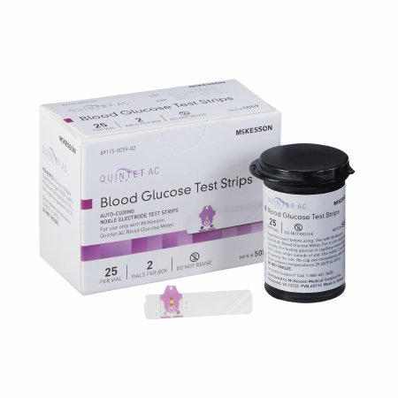 Picture of Blood Glucose Test Strips Quintet AC® 50 Strips per Box Minimal sample size of 1 μL For Quintet AC® Blood Glucose Monitor5059