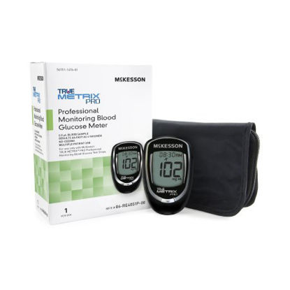 Picture of Blood Glucose Meter McKesson TRUE METRIX® PRO 4 Second Results Stores Up To 500 Results with Date and Time Auto Coding06-RE4051P-00