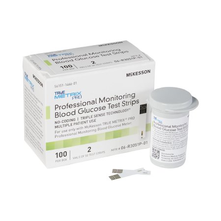 Picture of Blood Glucose Test Strips McKesson TRUE METRIX® PRO 100 Strips per Box For McKesson TRUE METRIX® PRO Professional Monitoring Blood Glucose Meter06-R3051P-01