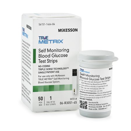 Picture of Blood Glucose Test Strips McKesson TRUE METRIX® 50 Strips per Box For McKesson TRUE METRIX® Self Monitoring Blood Glucose System06-R3051-45