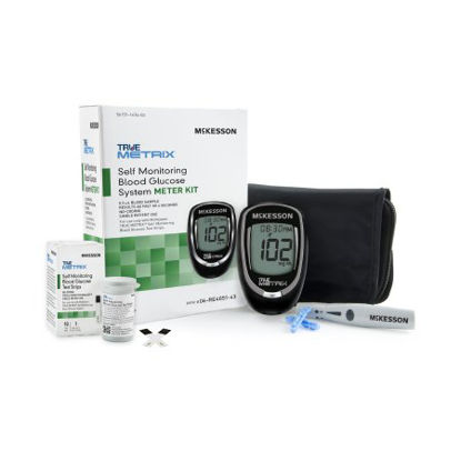 Picture of Blood Glucose Meter McKesson TRUE METRIX® 4 Second Results Stores Up To 500 Results with Date and Time Auto Coding06-RE4051-43