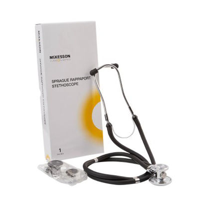 Picture of Sprague Stethoscope McKesson LUMEON™ Black 2-Tube 22 Inch Tube Double-Sided Chestpiece01-641BKGM
