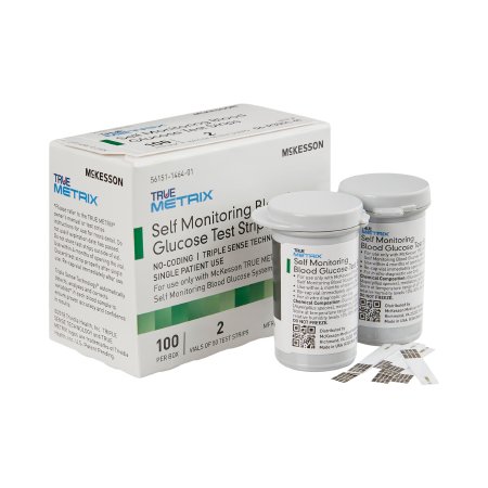 Picture of Blood Glucose Test Strips McKesson TRUE METRIX® 100 Strips per Box For McKesson TRUE METRIX® Self Monitoring Blood Glucose System06-R3051-41