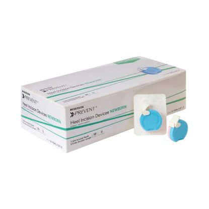 Picture of Pediatric Lancet McKesson Prevent® Incision Device Blade 1.0 mm X 2.5 mm Depth 2.5 mm Blade Push Button Activation16-PAHL2.5G1.0