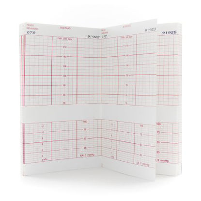 Picture of Fetal Diagnostic Monitor Recording Paper McKesson Thermal Paper 6 Inch X 47 Foot Z-Fold Red Grid26-B4305A