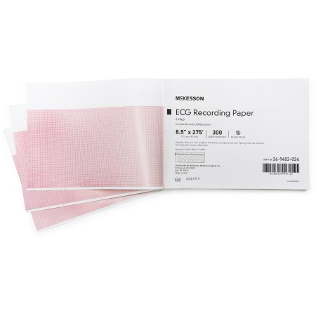 Picture of Diagnostic Recording Paper McKesson Thermal Paper 8-1/2 Inch X 275 Foot Z-Fold Red Grid26-9402-024