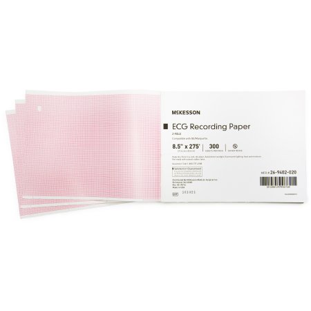 Picture of Diagnostic Recording Paper McKesson Thermal Paper 8-1/2 Inch X 275 Foot Z-Fold Red Grid26-9402-020