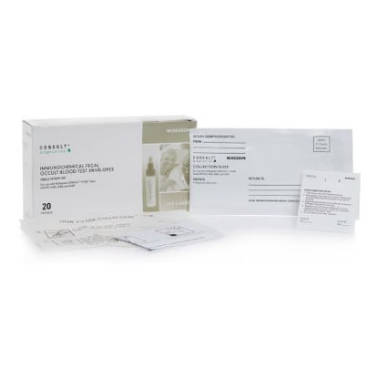 Picture of Stool Collection Kit Consult™ Mailing Envelopes Containing 1 Sampler Slide, 2 Collection Tissues, 2 Applicator Sticks, and 1 Patient Instructions Consult™ iFOBT Tests MFR #'s 4485, 4486, and 44874488