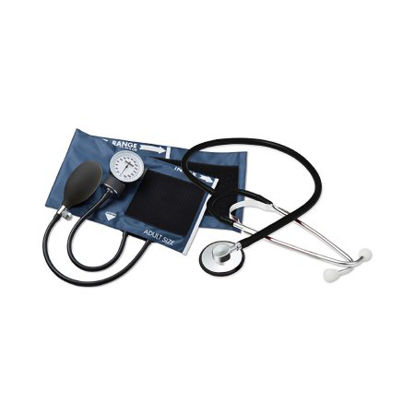 Picture of Aneroid Sphygmomanometer Combo Kit For Nurses and Students Adult Size Nylon Cuff 21 Inch Stethoscope Tube Nurse Style Stethoscope775-660-11ANMM