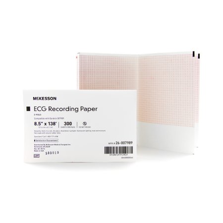 Picture of Diagnostic Recording Paper McKesson Thermal Paper 8-1/2 Inch X 138 Foot Z-Fold Red Grid26-007989