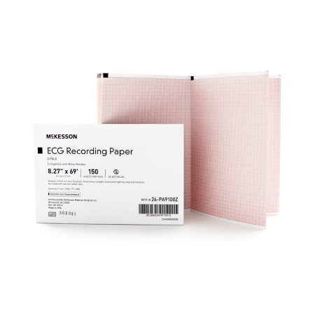 Picture of Diagnostic Recording Paper McKesson Thermal Paper 8.27 Inch X 69 Foot Z-Fold Red Grid26-PA9100Z