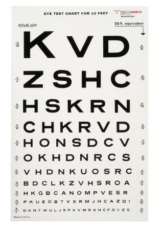 Picture of Eye Chart McKesson 10 Foot Measurement Acuity Test3062
