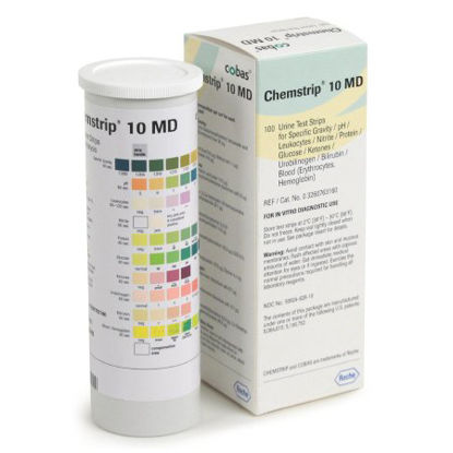 Picture of Urinalysis Test Chemstrip® Bilirubin, Blood, Glucose, Ketones, Leukocytes, Nitrite, pH, Protein, Specific Gravity, Urobilinogen 100 per Bottle03260763160