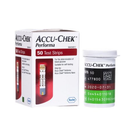 Picture of Blood Glucose Test Strips Accu-Chek® Performa 50 Strips per Box Tiny 0.6 microliter drop For Accu-Chek® Performa Blood Glucose Meter07299702001