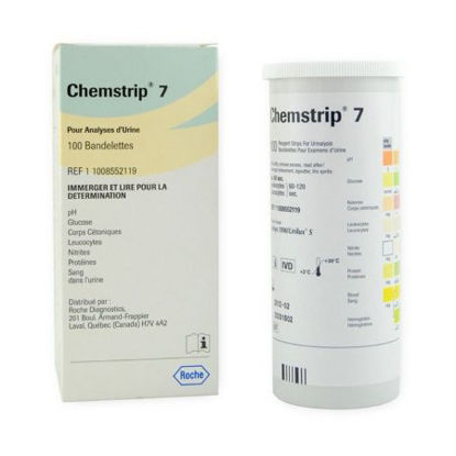 Picture of Urinalysis Test Chemstrip® Blood, Glucose, Ketone, Leukocytes, Nitrite, pH, Protein 100 per Bottle11008552160