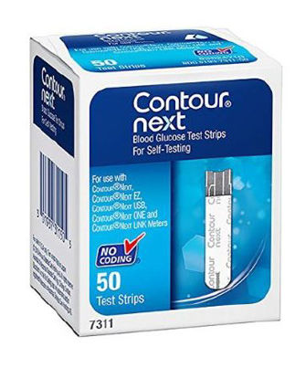 Picture of Blood Glucose Test Strips Contour Next 50 Strips per Box Tiny 0.6 Microliter blood sample For Bayer Contour® Blood Glucose Meter7311