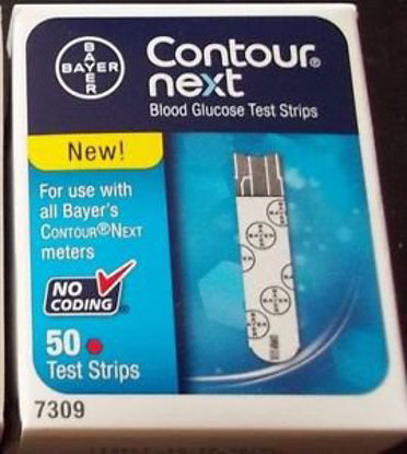 Picture of Blood Glucose Test Strips Ascensia® Contour® 50 Strips per Box No Coding Required For BAYER Contour® Next EZ & Contour® Next Link Blood Glucose Monitoring System7309
