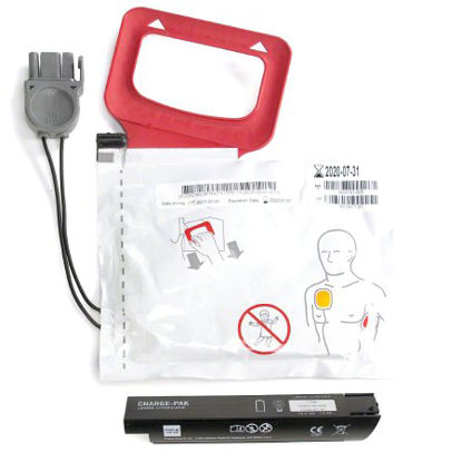 Picture of Replacement Kit LIFEPAK CR® Plus Includes 1 set of electrode pads, 1 CHARGE-PAK charging unit and discharger CHARGE-PAK™ charging unit and QUIK-PAK pacing/defibrillation/ECG electrode pads11403-000002