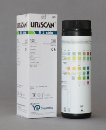 Picture of Urinalysis Test Uriscan® Blood, Glucose, Leucocytes, Nitrite, pH, Protein 100 per BottleU25