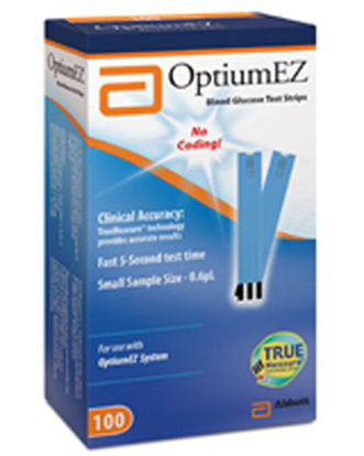 Picture of Blood Glucose Test Strips Optium EZ® 100 Strips per Box Requires only 0.6 Liter sample For Optium EZ Glucose Meter71042