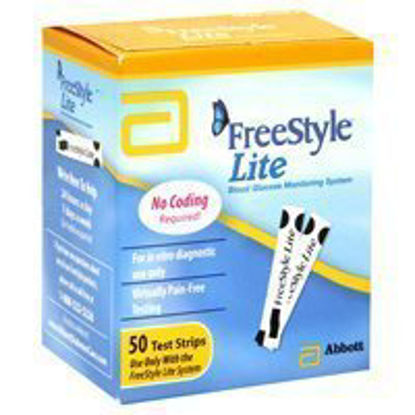 Picture of Blood Glucose Test Strips FreeStyle Lite® 50 Strips per Box Tiny sample size only 0.3 µL For Freestyle Lite ® Monitor System70819