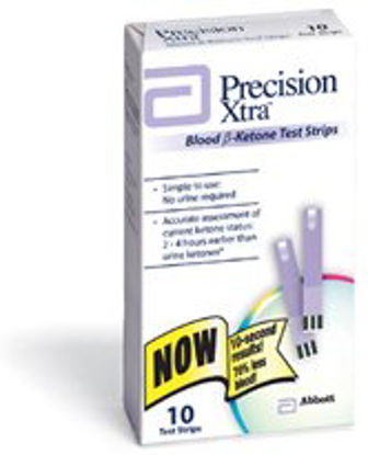 Picture of Blood Ketone Test Strips Precision Xtra® 10 Strips per Box 10 second test time and 1.5 microliters blood sample size For Ketone Precision Meters57599074501