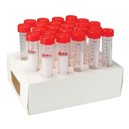 Picture of Diamond® Max™ Centrifuge Tube Conical Bottom Plain 15 mL Red Screw Cap Polypropylene Tube6296