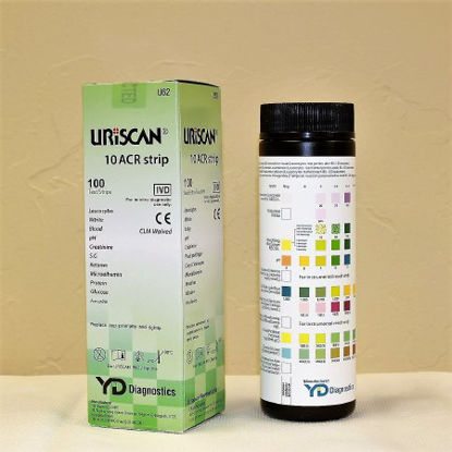 Picture of Urinalysis Test Uriscan® Bilirubin, Blood, Glucose, Ketones, Leukocytes, Nitrite, pH, Protein, Specific Gravity, Urobilinogen 100 per BottleU62