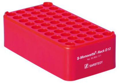 Picture of Block Rack Test Tube Rack S-Monovette® 50 Place 12 mm Tube Size Red 1-3/4 X 3-1/8 X 6 Inch93.854.121