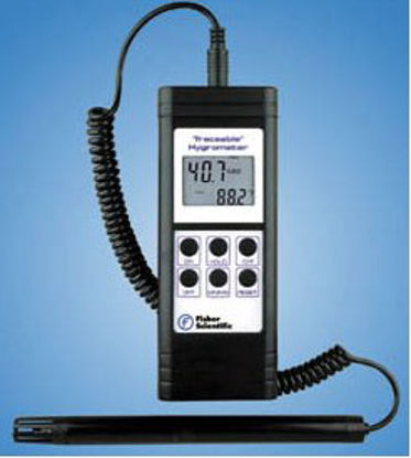Picture of Digital Thermometer / Hygrometer Traceable® Fahrenheit / Celsius 0° to 199.9°F (-18° to +93°C) Miniature Probe Battery Operated1166118