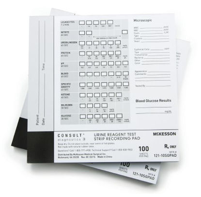 Picture of Urine Reagent Test Strip Recording Pad McKesson Consult™ For use with McKesson CONSULT® 10SG Urine Reagent Strips (MFR # 121-10SG)121-10SGPAD