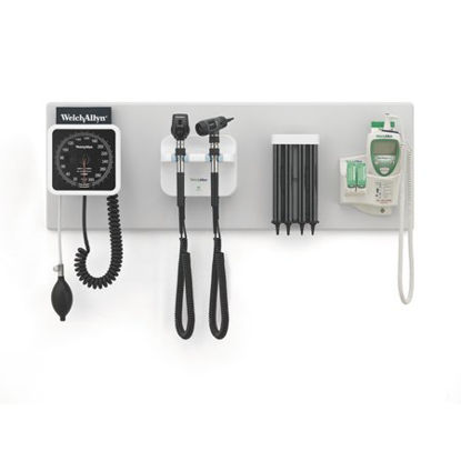 Picture of Integrated Wall System Green Series™ 777 Wall Board, GS777 Wall Transformer, Coaxial Ophthalmoscope, Diagnostic MacroView™ Otoscope, KleenSpec® Specula Dispenser, Wall Aneroid, SureTemp® Plus Thermometer77791-MX