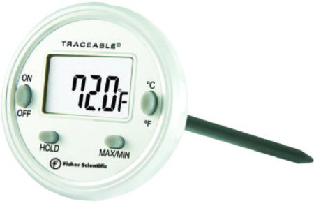 Picture of Digital Thermometer Fisherbrand™ Traceable® Fahrenheit / Celsius -58° to 302°F (-50° to 150°C) Stainless Steel Probe Battery Operated1464862