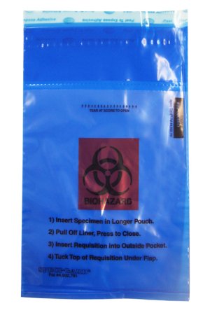 Picture of Specimen Transport Bag with Document Pouch Enhanced Speci-Gard® 6 X 10 Inch Polyethylene Adhesive Closure Biohazard Symbol / Storage Instructions / Instructions for Use NonSterileSPEC-PNYB