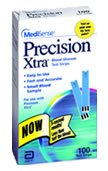 Picture of Blood Glucose Test Strips Precision Xtra® 50 Strips per Box 0.6 Microliter Sample Size , 5 Second Test Time , End Fill or Top Fill For Precision Xtra® Systems99838
