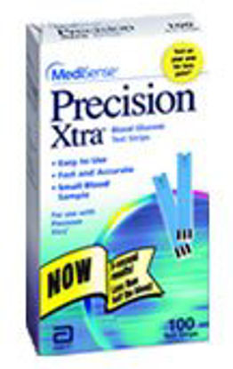 Picture of Blood Glucose Test Strips Precision Xtra® 50 Strips per Box 0.6 Microliter Sample Size , 5 Second Test Time , End Fill or Top Fill For Precision Xtra® Systems99838